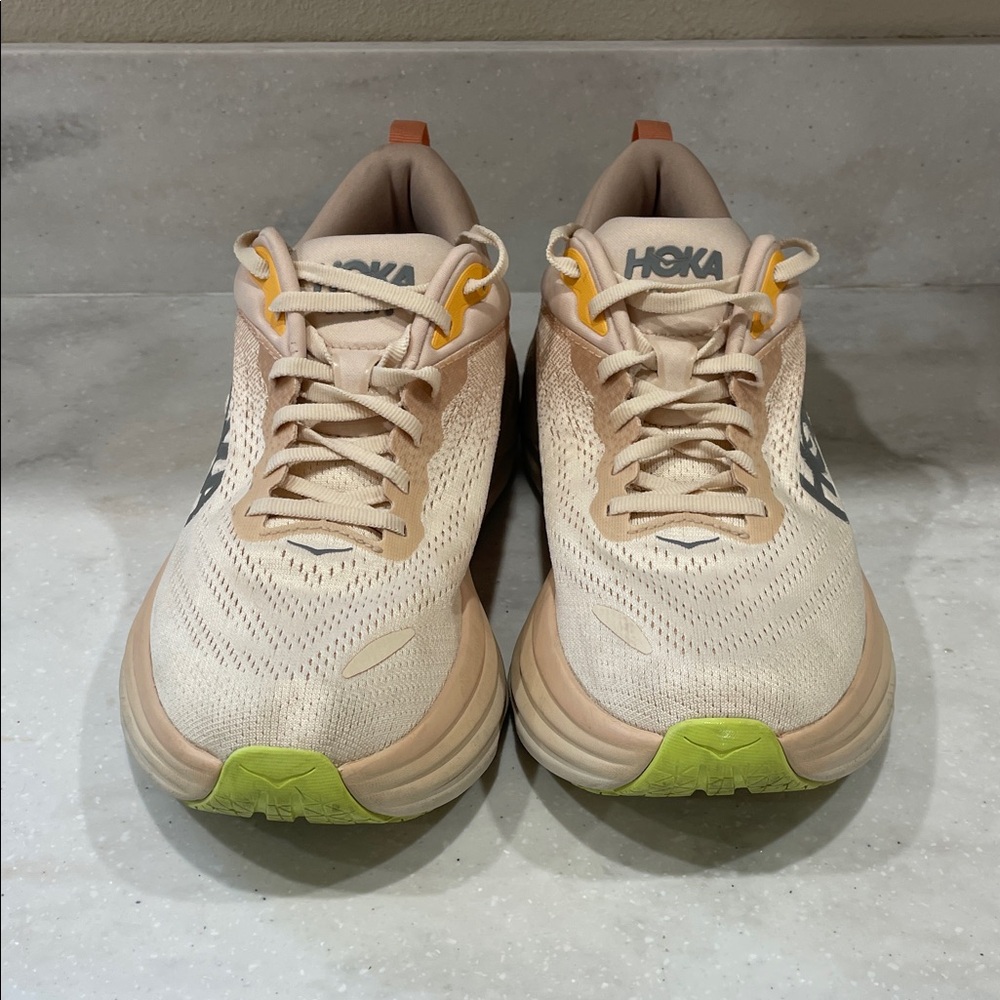Hoka Bondi 8 Women's Beige and Peach Athletic Shoes - Picture 8 of 8